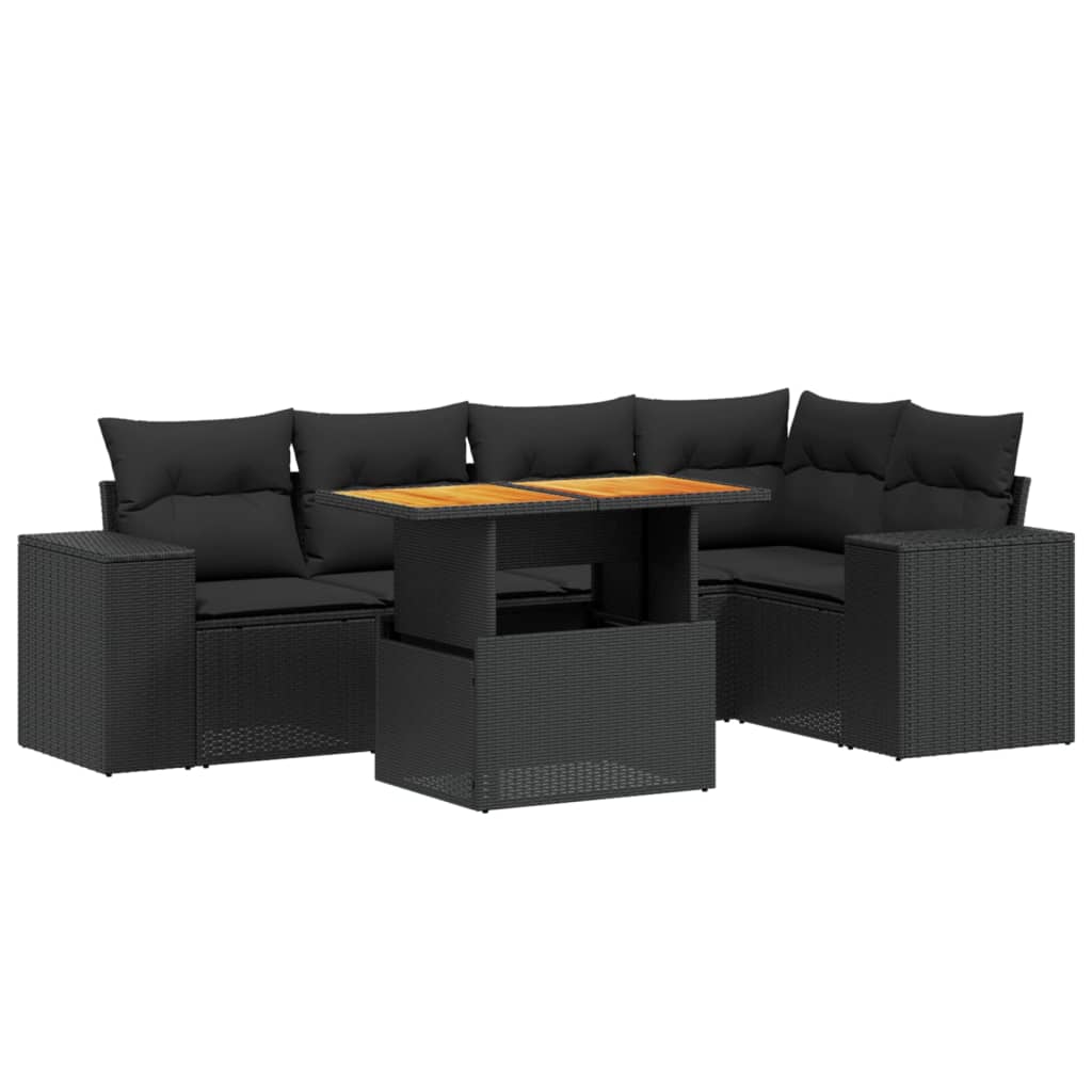 Set mobilier de grădină cu perne, 6 piese, negru, poliratan GartenMobel Dekor