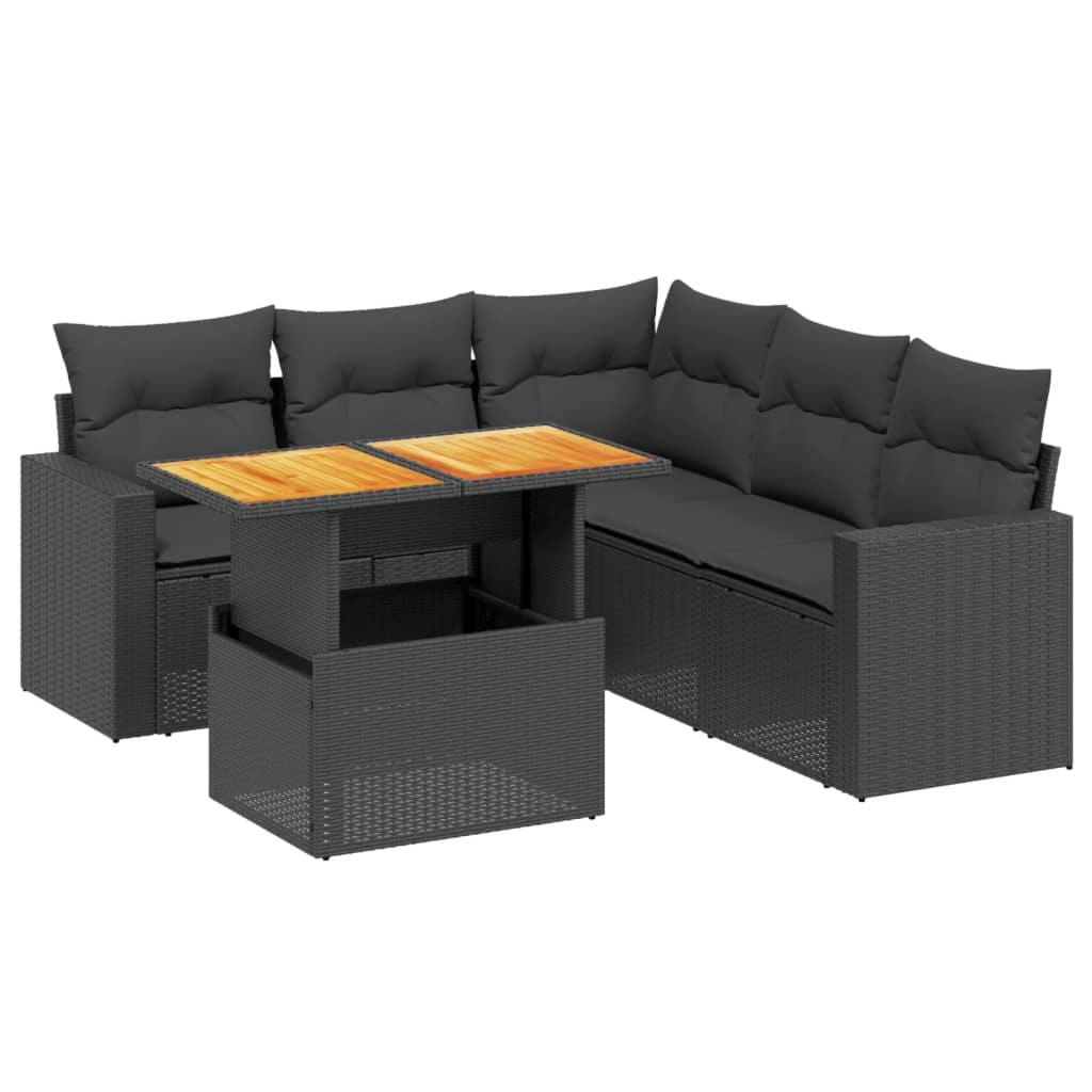 Set mobilier de grădină cu perne, 6 piese, negru, poliratan GartenMobel Dekor
