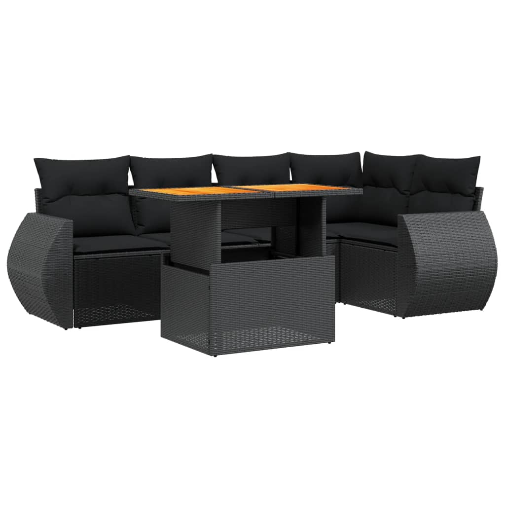 Set mobilier de grădină cu perne, 6 piese, negru, poliratan GartenMobel Dekor
