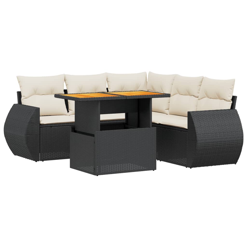Set mobilier de grădină cu perne, 6 piese, negru, poliratan GartenMobel Dekor