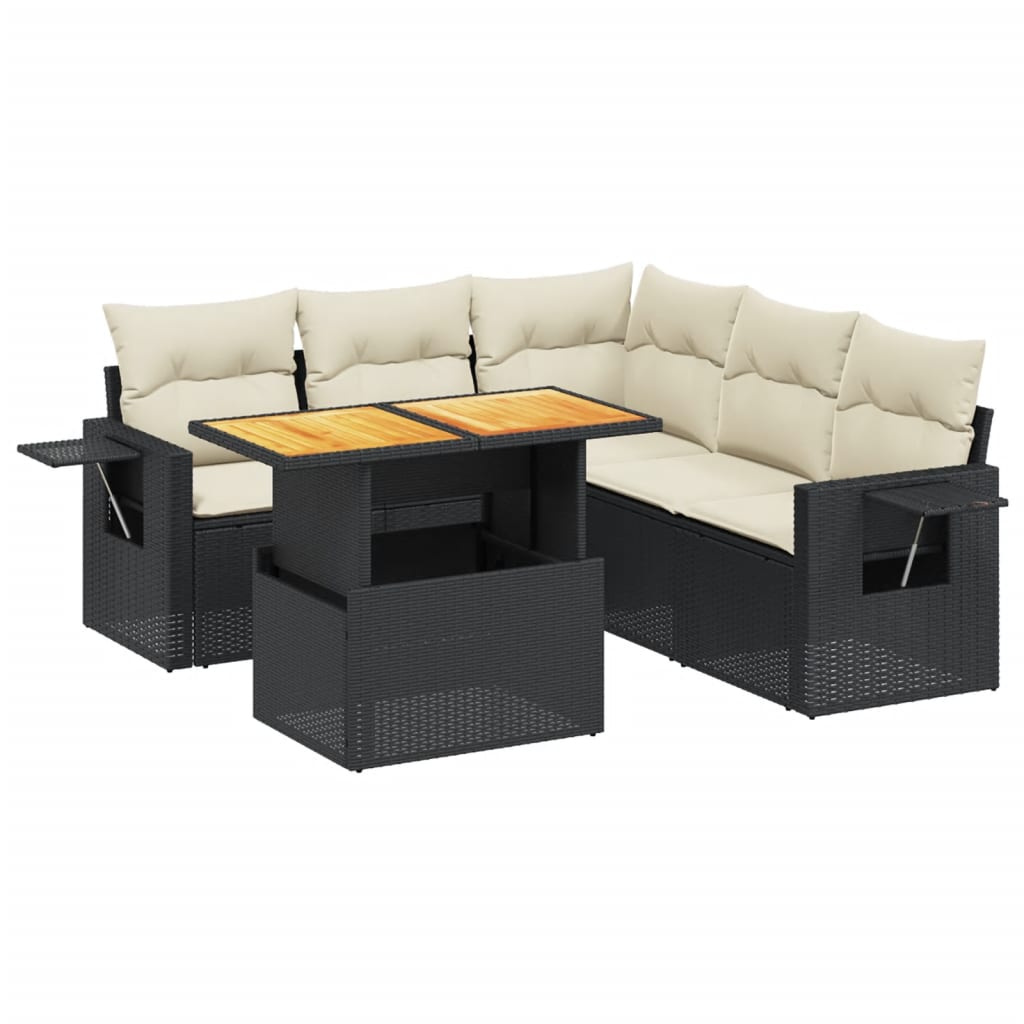 Set mobilier de grădină cu perne, 6 piese, negru, poliratan GartenMobel Dekor