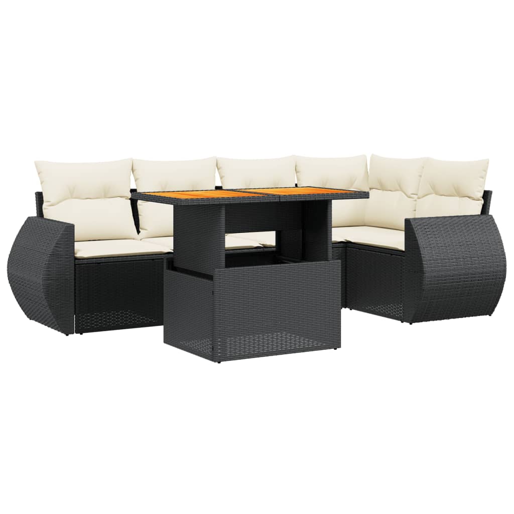 Set mobilier de grădină cu perne, 6 piese, negru, poliratan GartenMobel Dekor