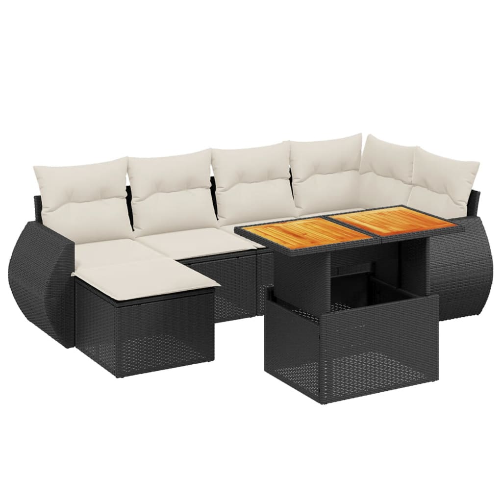 Set mobilier de grădină cu perne, 6 piese, negru, poliratan GartenMobel Dekor