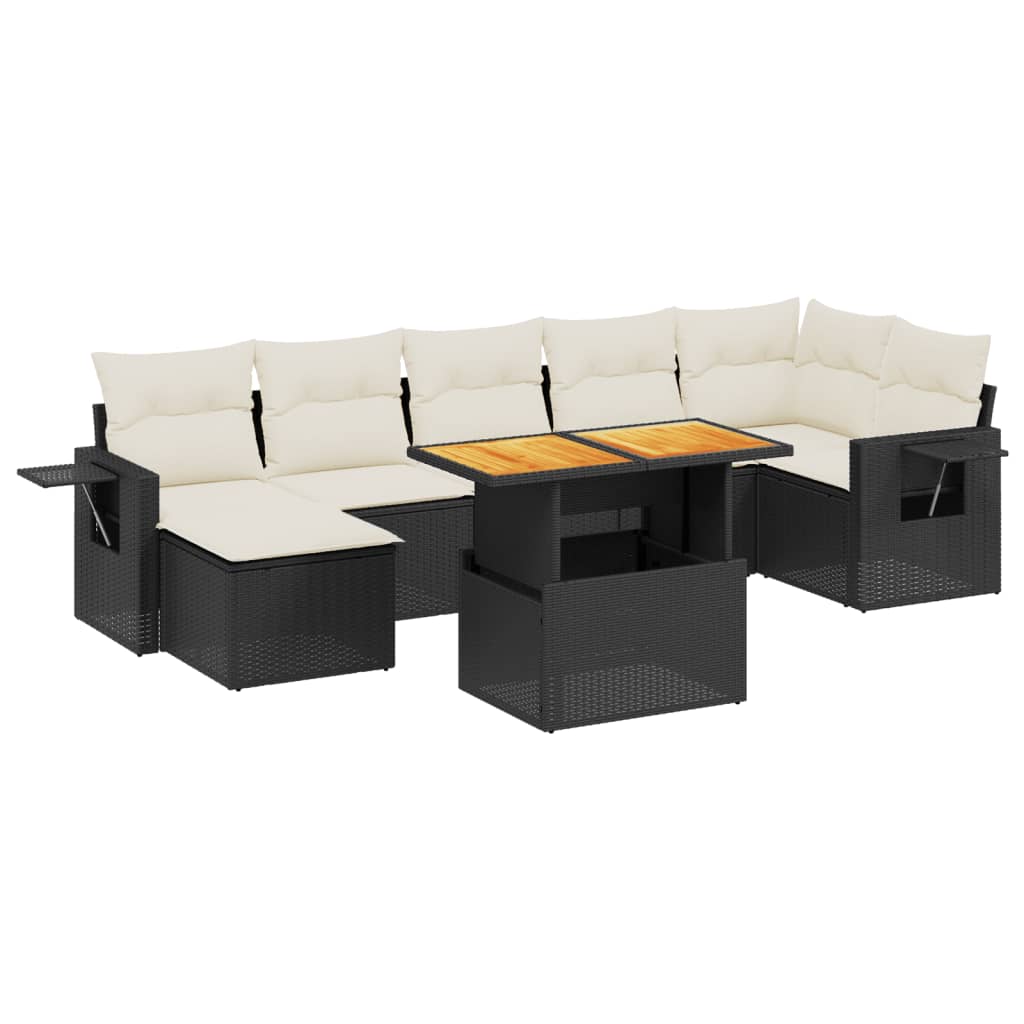 Set mobilier de grădină cu perne, 8 piese, negru, poliratan GartenMobel Dekor
