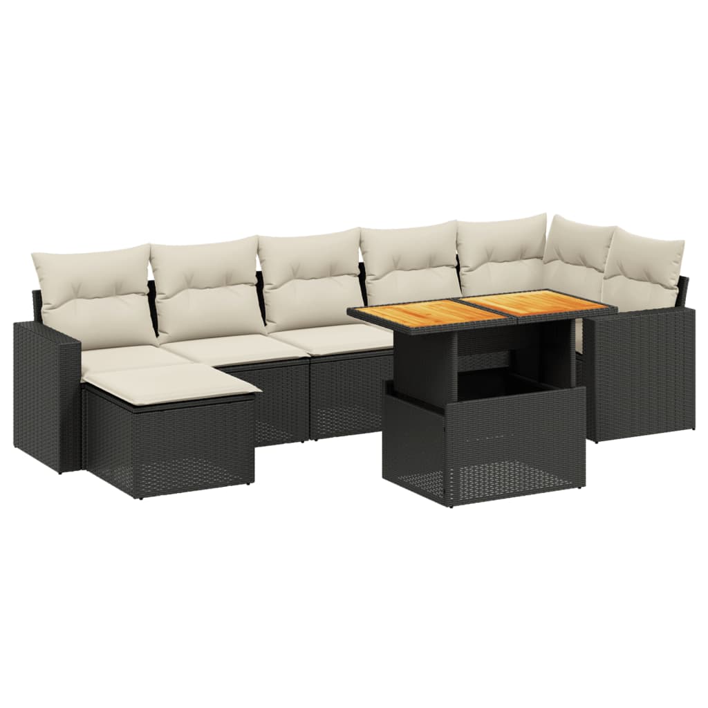 Set mobilier de grădină cu perne, 8 piese, negru, poliratan GartenMobel Dekor