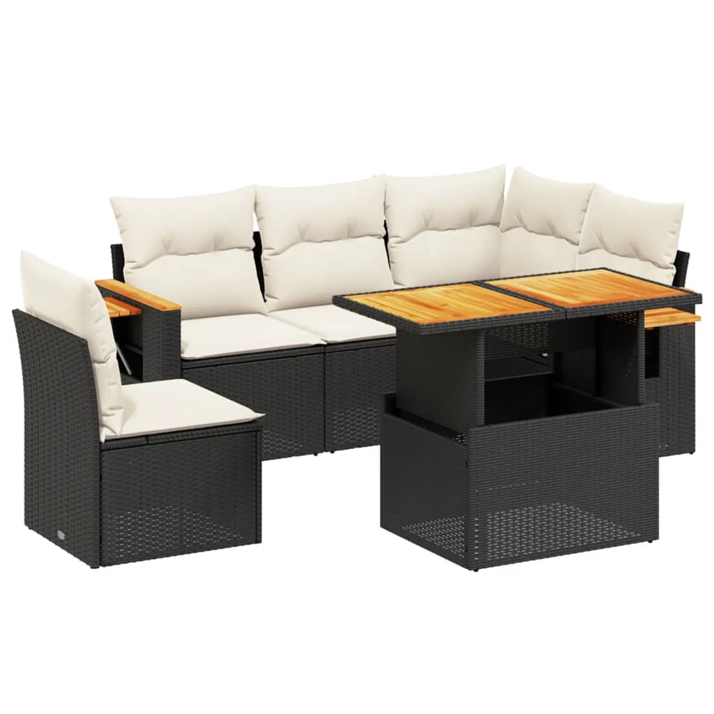 Set mobilier de grădină cu perne, 6 piese, negru, poliratan GartenMobel Dekor
