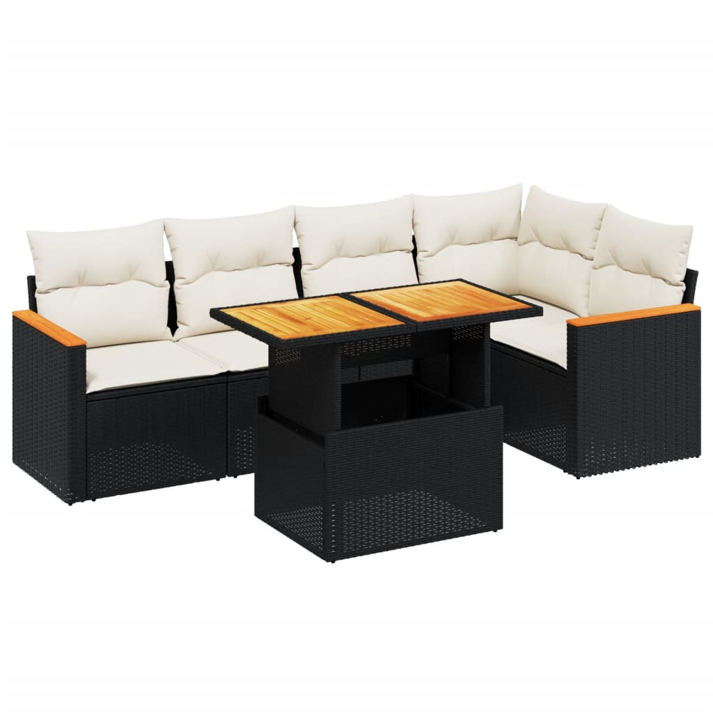 Set mobilier de grădină cu perne, 6 piese, negru, poliratan GartenMobel Dekor
