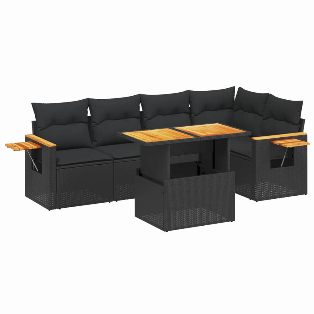 Set mobilier de grădină cu perne, 6 piese, negru, poliratan GartenMobel Dekor