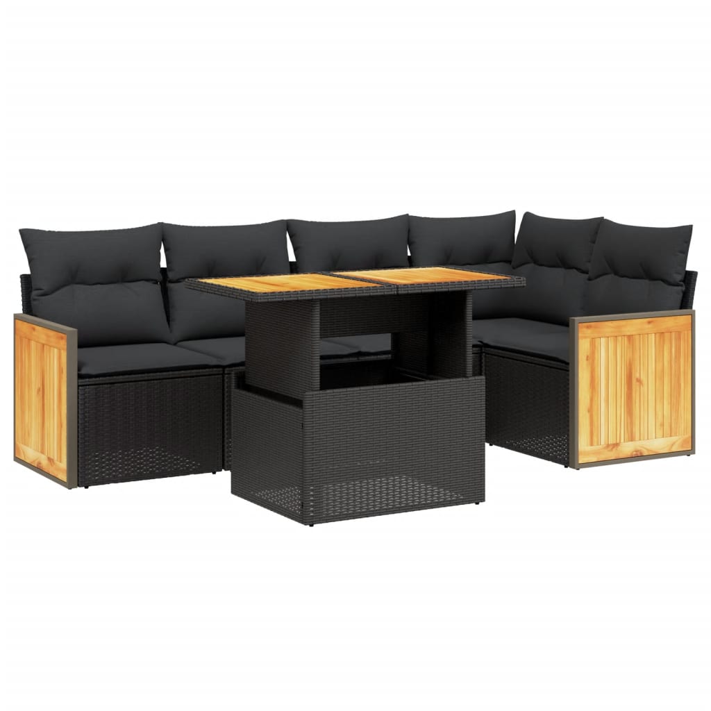Set mobilier de grădină cu perne, 6 piese, negru, poliratan GartenMobel Dekor