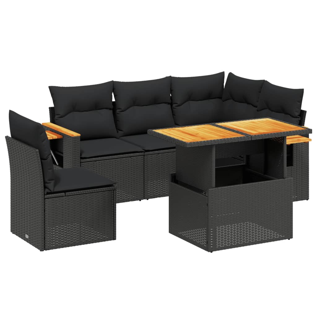 Set mobilier de grădină cu perne, 6 piese, negru, poliratan GartenMobel Dekor