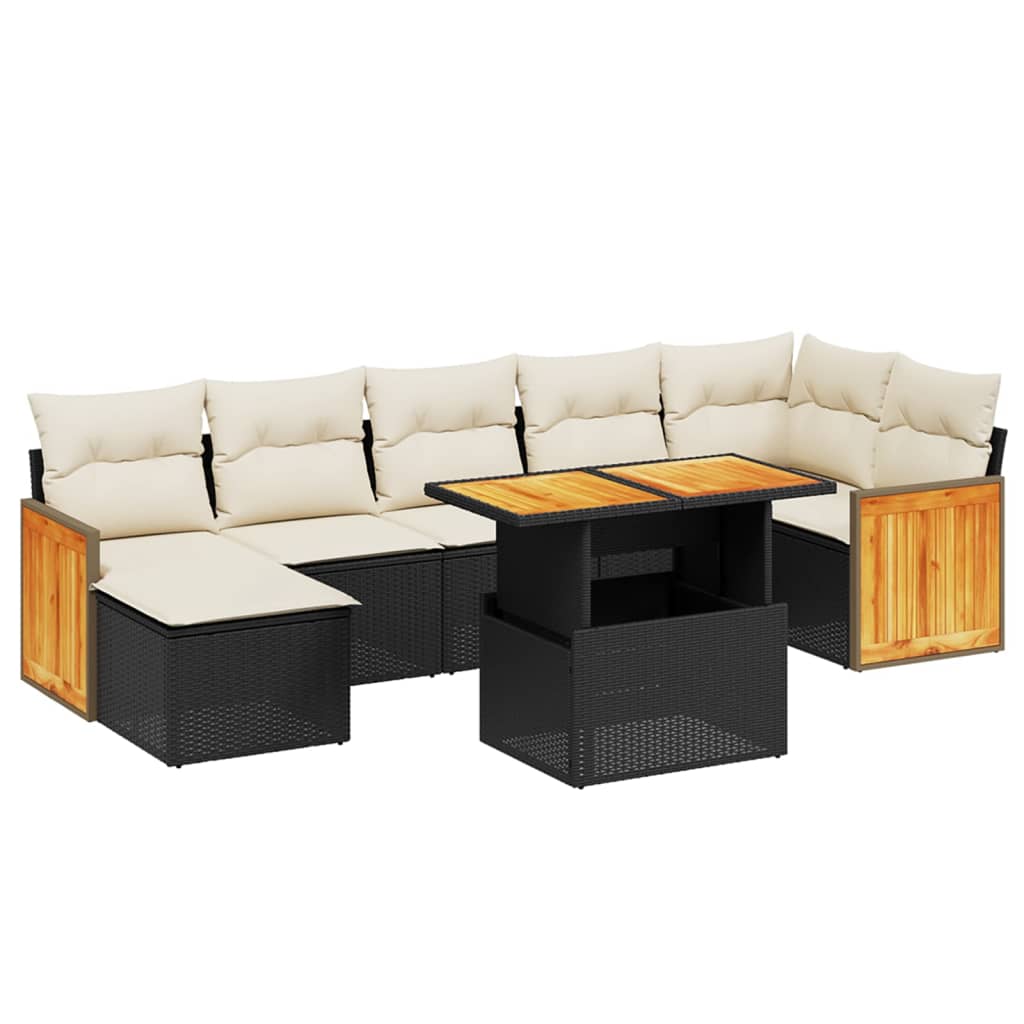 Set mobilier de grădină cu perne, 8 piese, negru, poliratan GartenMobel Dekor