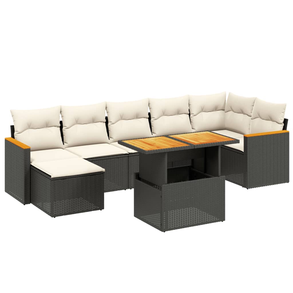 Set mobilier de grădină cu perne, 8 piese, negru, poliratan GartenMobel Dekor
