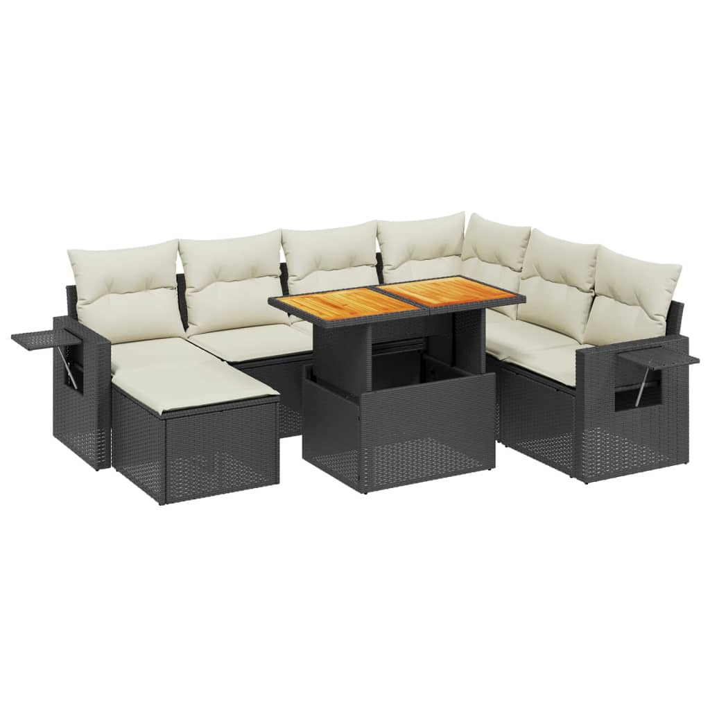 Set mobilier de grădină cu perne, 8 piese, negru, poliratan GartenMobel Dekor