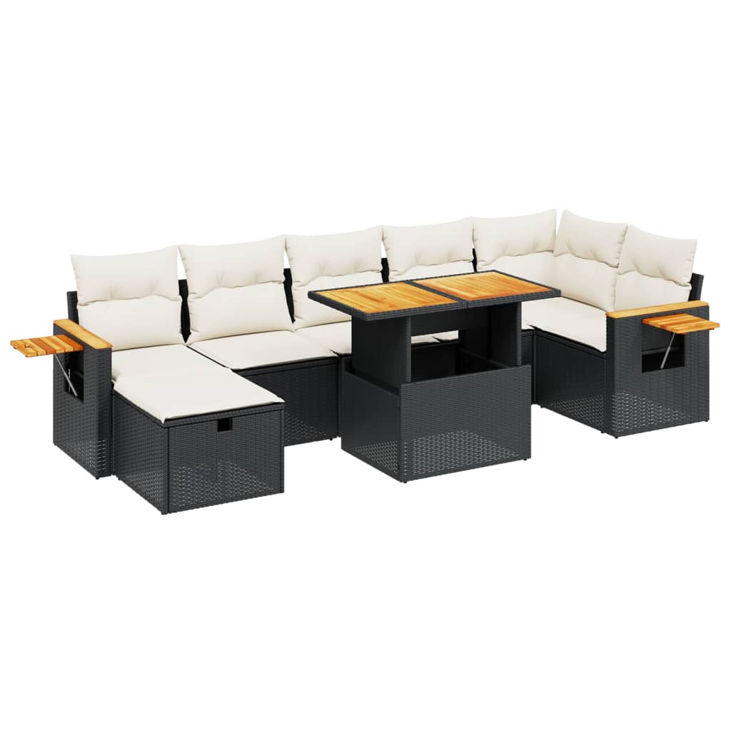 Set mobilier de grădină cu perne, 8 piese, negru, poliratan GartenMobel Dekor