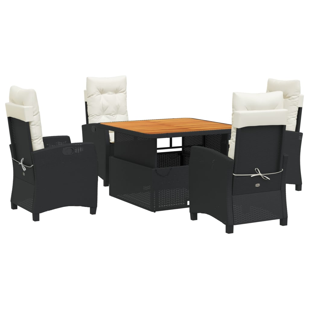 Set mobilier de grădină cu perne, 5 piese, negru, poliratan GartenMobel Dekor