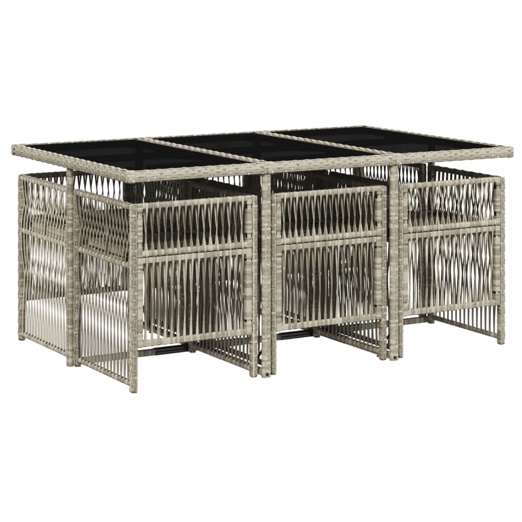 Set mobilier de grădină cu perne, 7 piese gri deschis poliratan GartenMobel Dekor