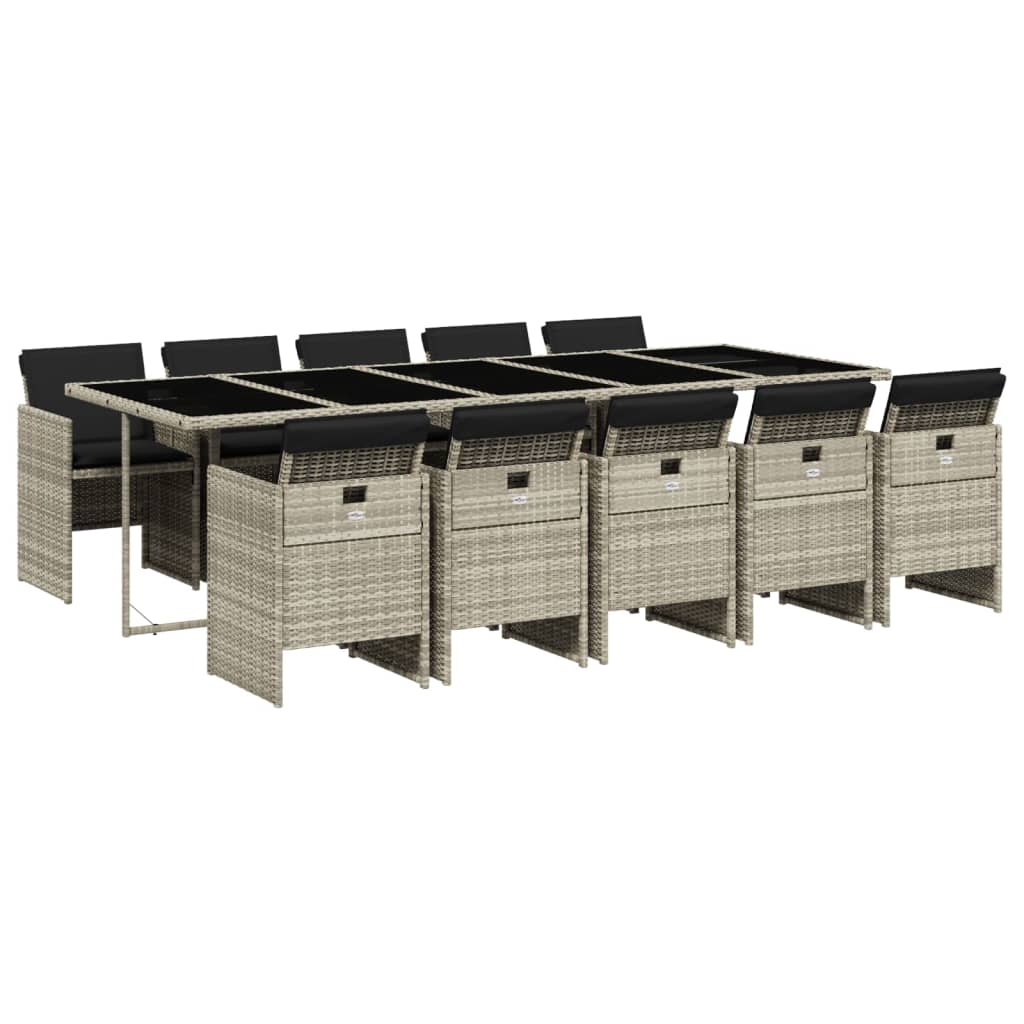 Set mobilier de grădină cu perne 11 piese gri deschis poliratan GartenMobel Dekor