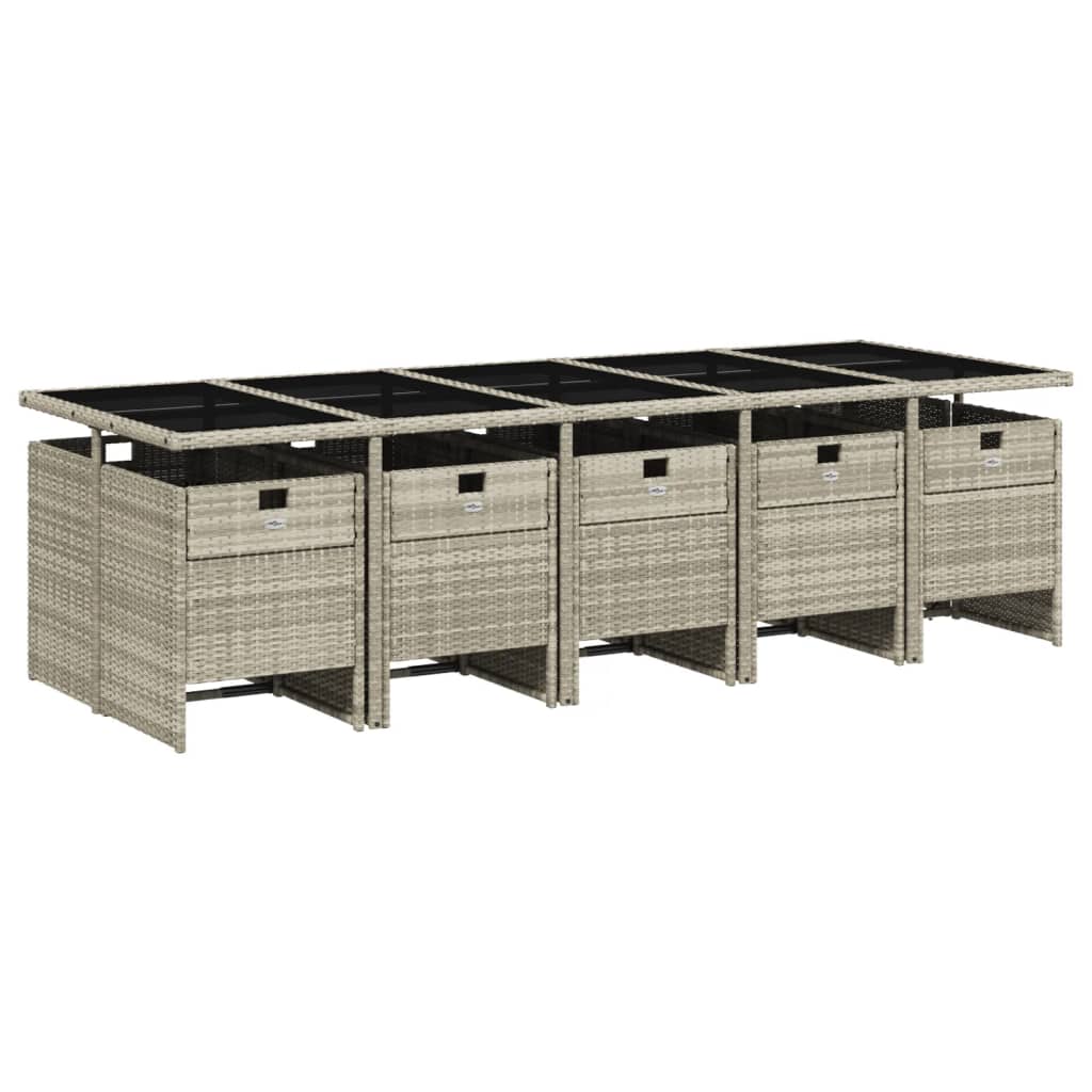 Set mobilier de grădină cu perne 11 piese gri deschis poliratan GartenMobel Dekor