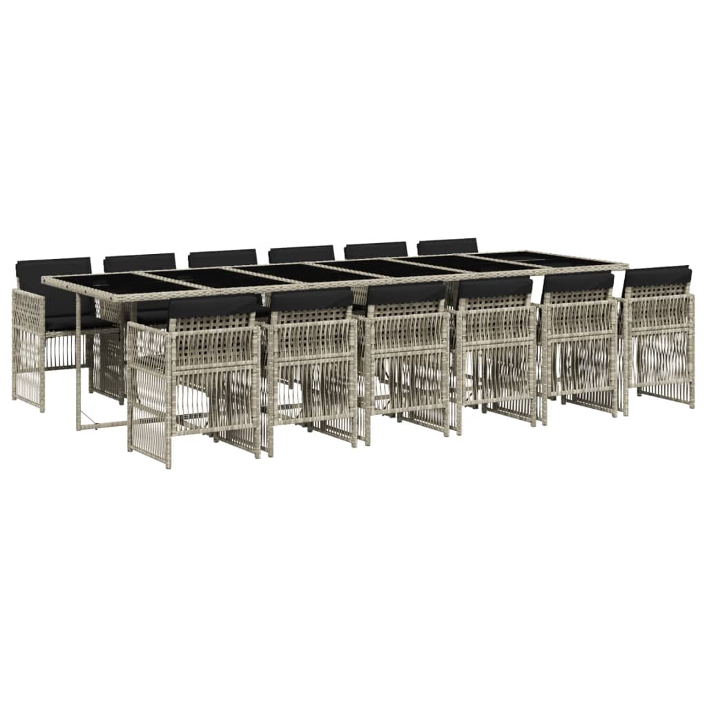 Set mobilier de grădină cu perne 13 piese gri deschis poliratan GartenMobel Dekor