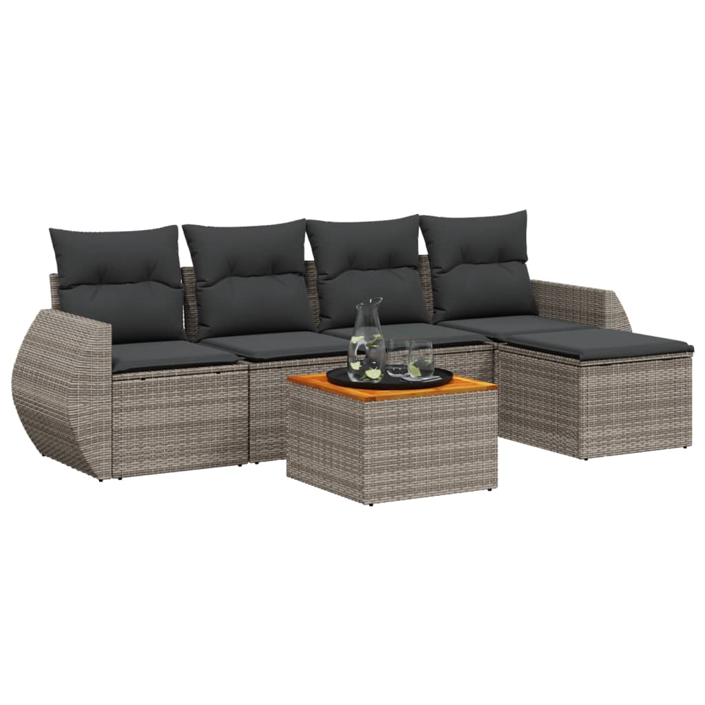 Set mobilier grădină cu perne, 6 piese, gri, poliratan GartenMobel Dekor