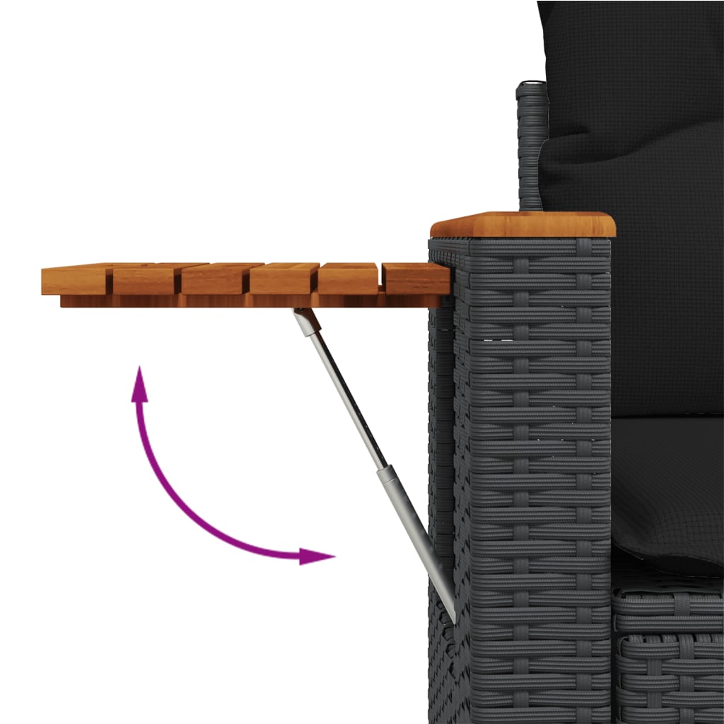 Set mobilier de grădină cu perne, 8 piese, negru, poliratan GartenMobel Dekor