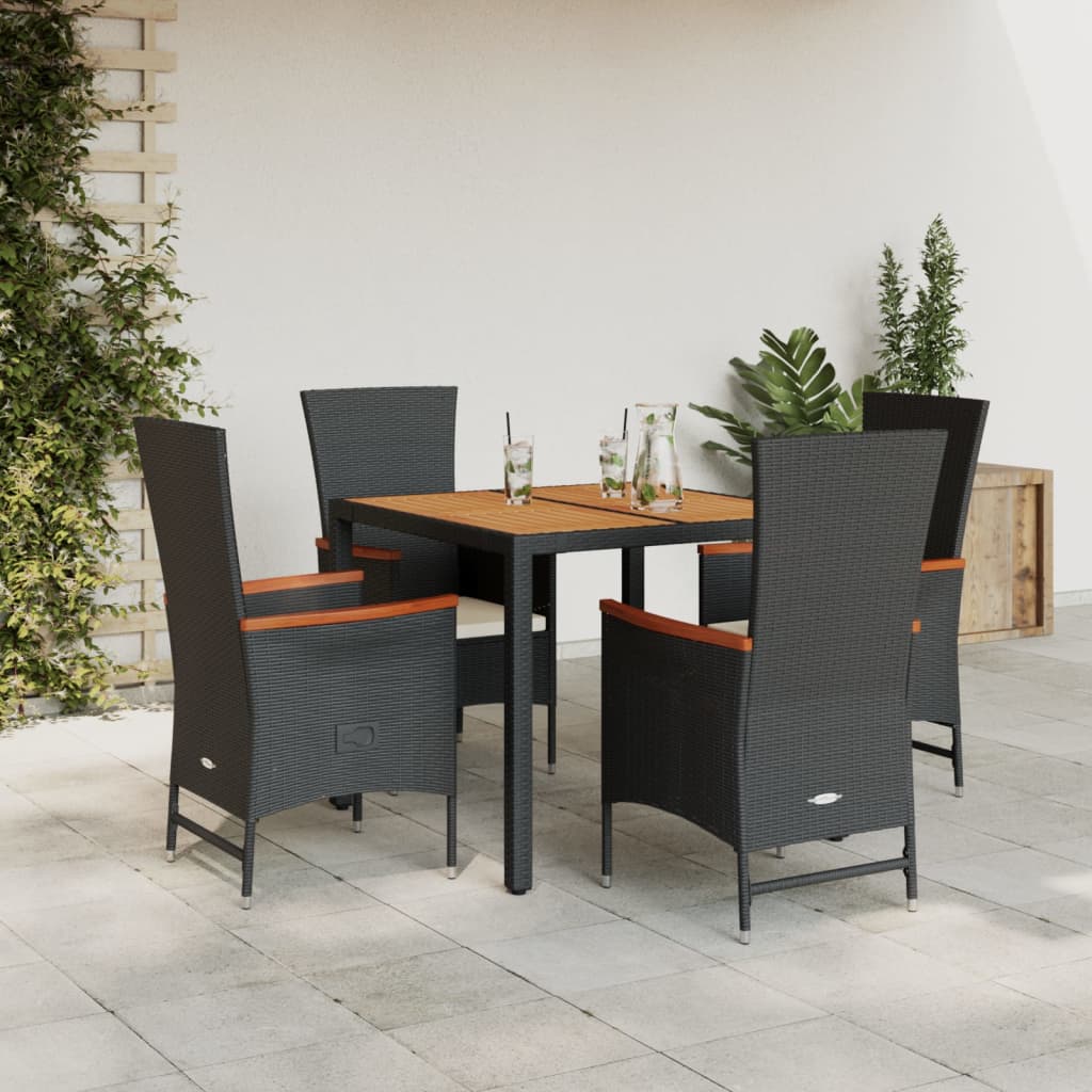 Set mobilier de grădină cu perne, 5 piese, negru, poliratan GartenMobel Dekor