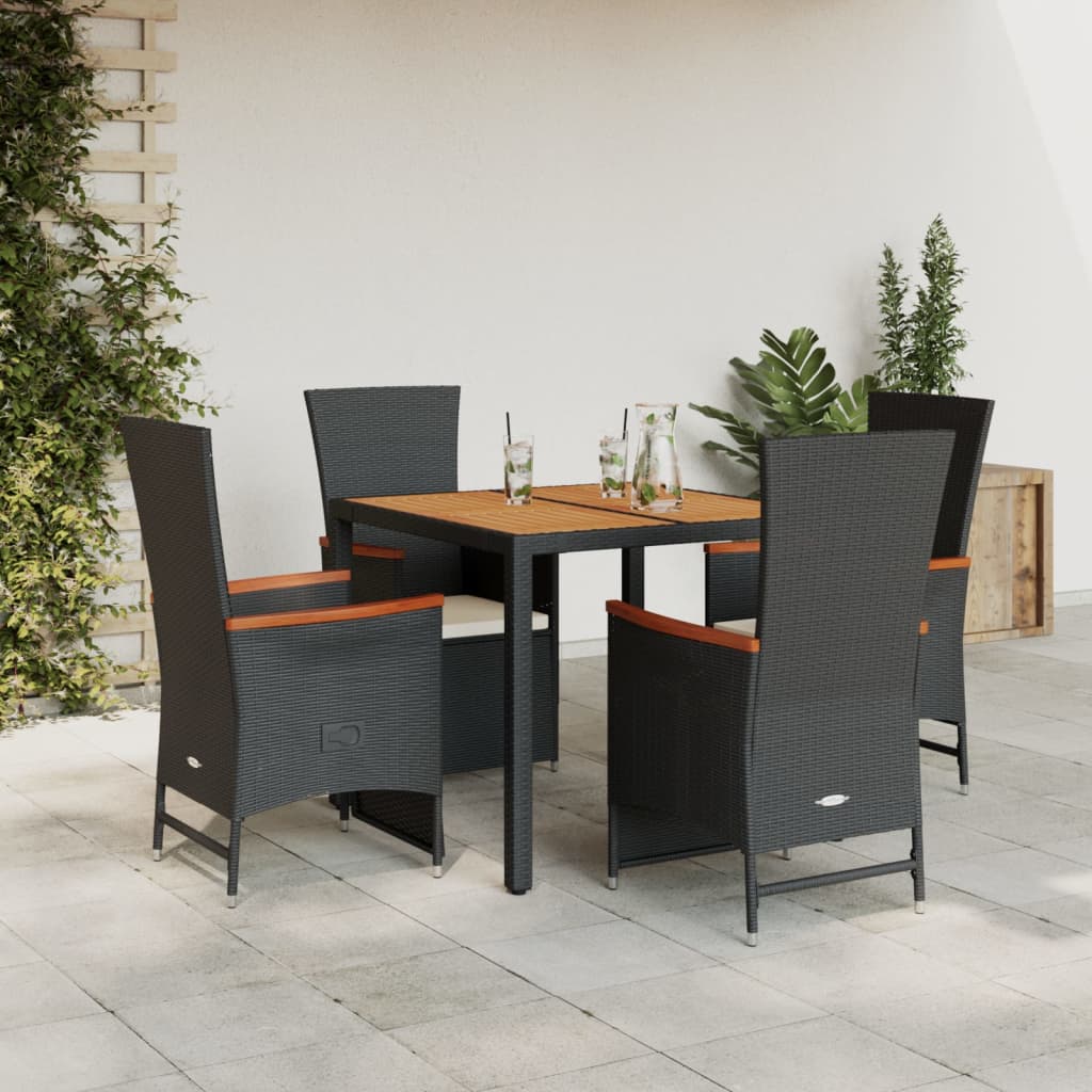 Set mobilier de grădină cu perne, 5 piese, negru, poliratan GartenMobel Dekor