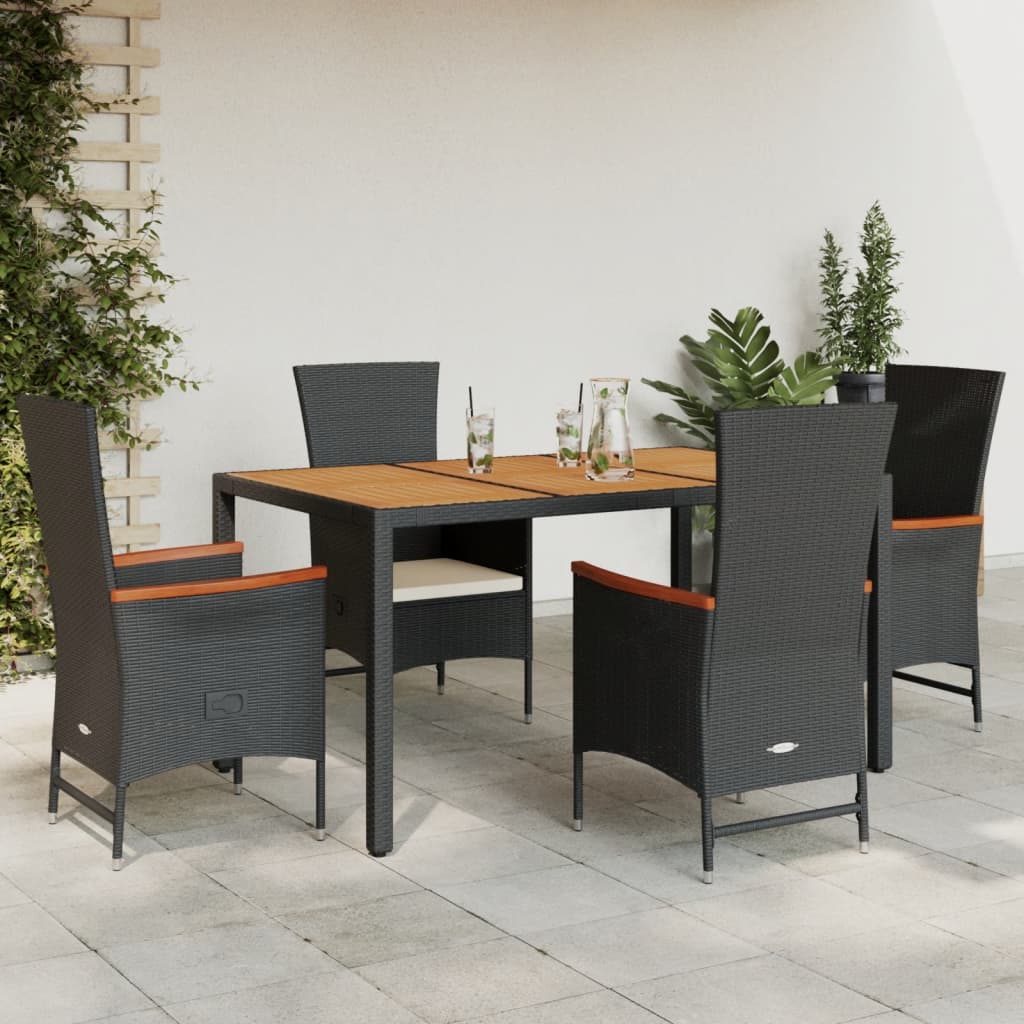 Set mobilier de grădină cu perne, 5 piese, negru, poliratan GartenMobel Dekor