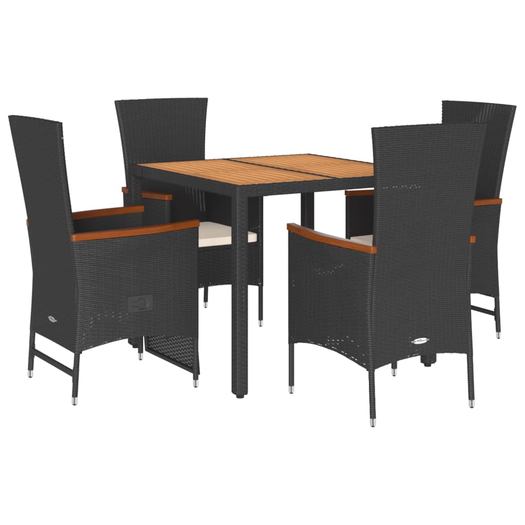 Set mobilier de grădină cu perne, 5 piese, negru, poliratan GartenMobel Dekor