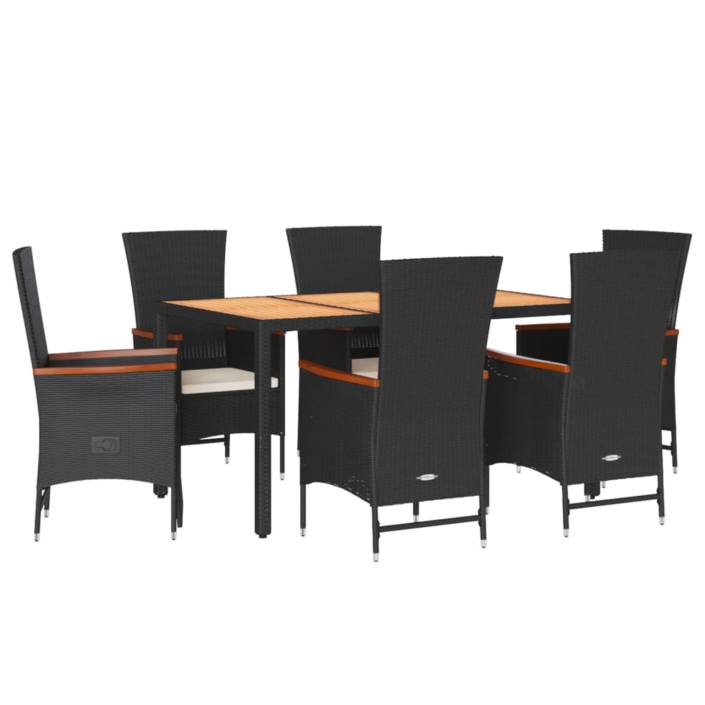 Set mobilier de grădină cu perne, 7 piese, negru, poliratan GartenMobel Dekor