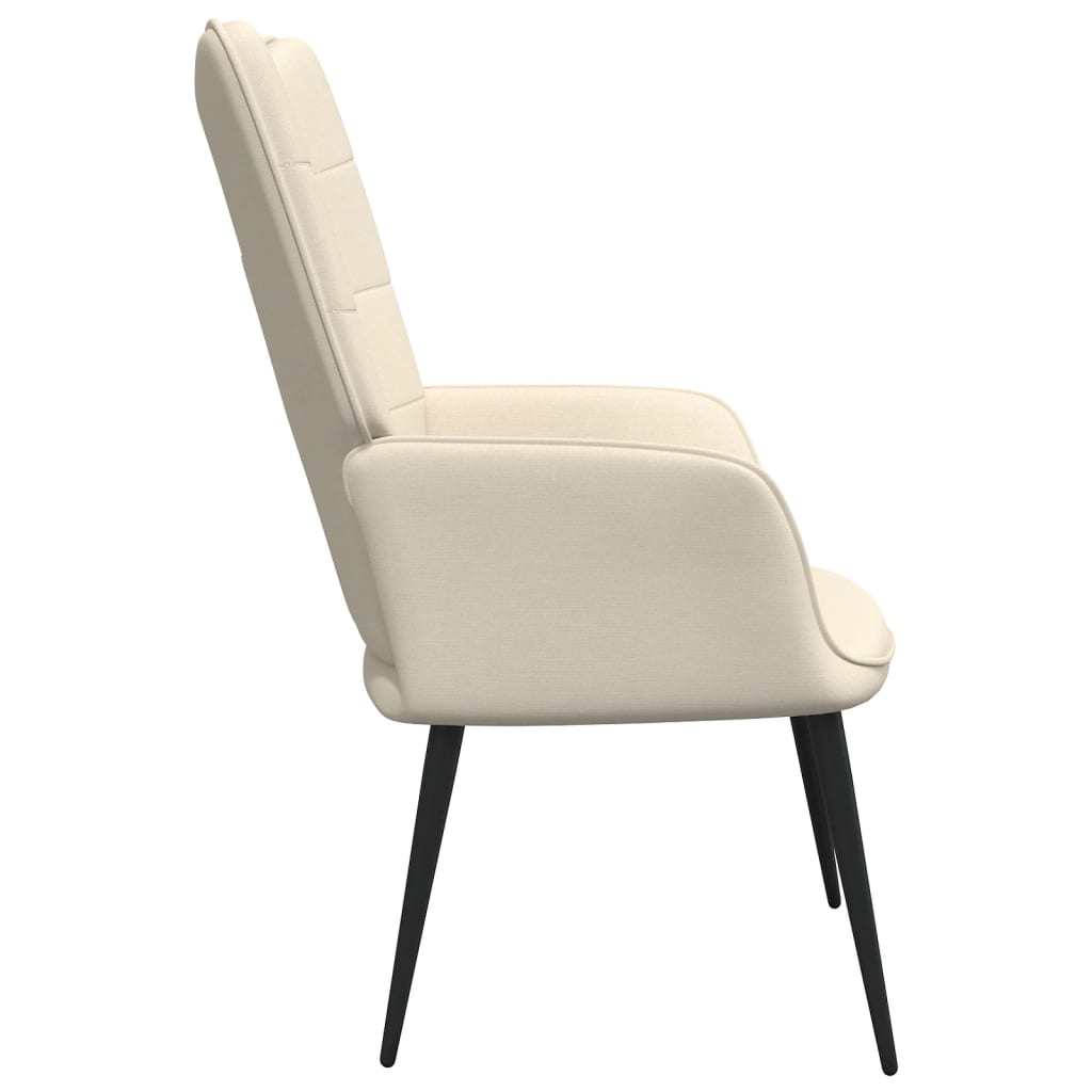 Scaun de relaxare cu taburet, crem, textil GartenMobel Dekor