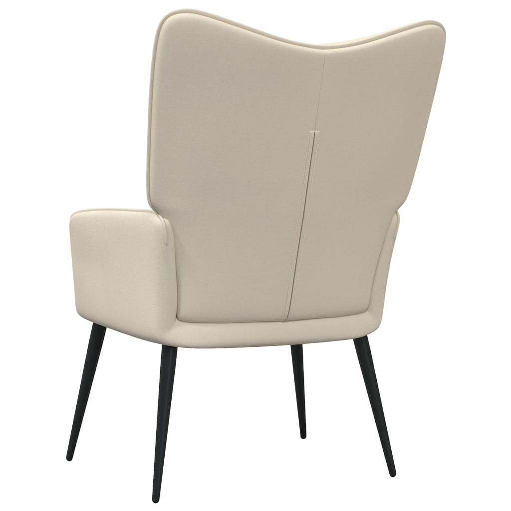 Scaun de relaxare cu taburet, crem, textil GartenMobel Dekor