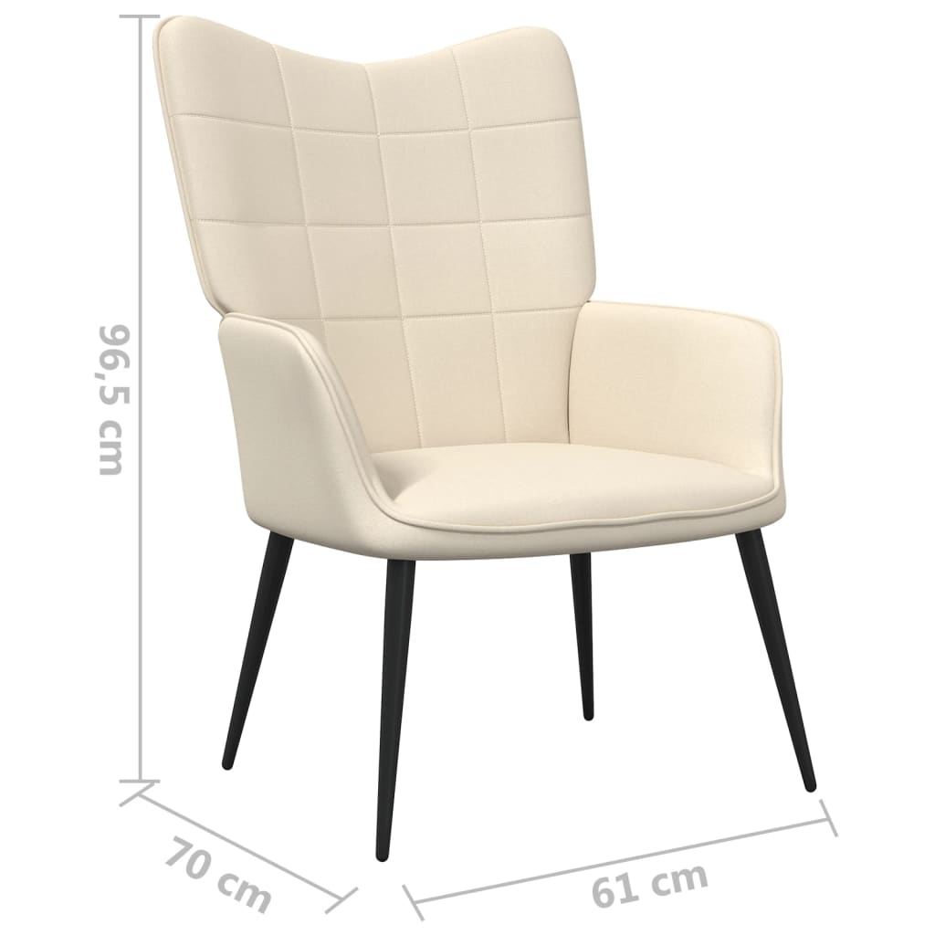 Scaun de relaxare cu taburet, crem, textil GartenMobel Dekor