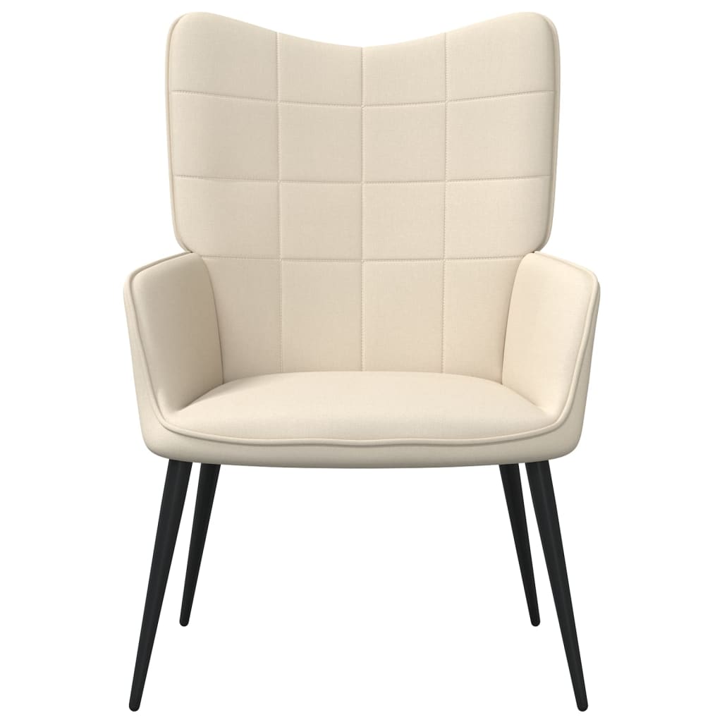 Scaun de relaxare cu taburet, crem, textil GartenMobel Dekor
