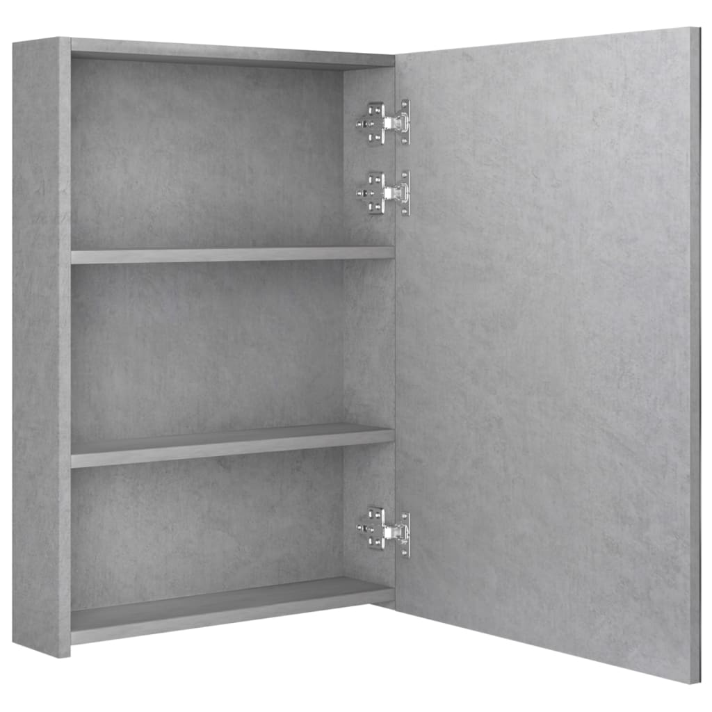 Dulap de baie cu oglindă și LED, gri beton, 50x13x70 cm GartenMobel Dekor