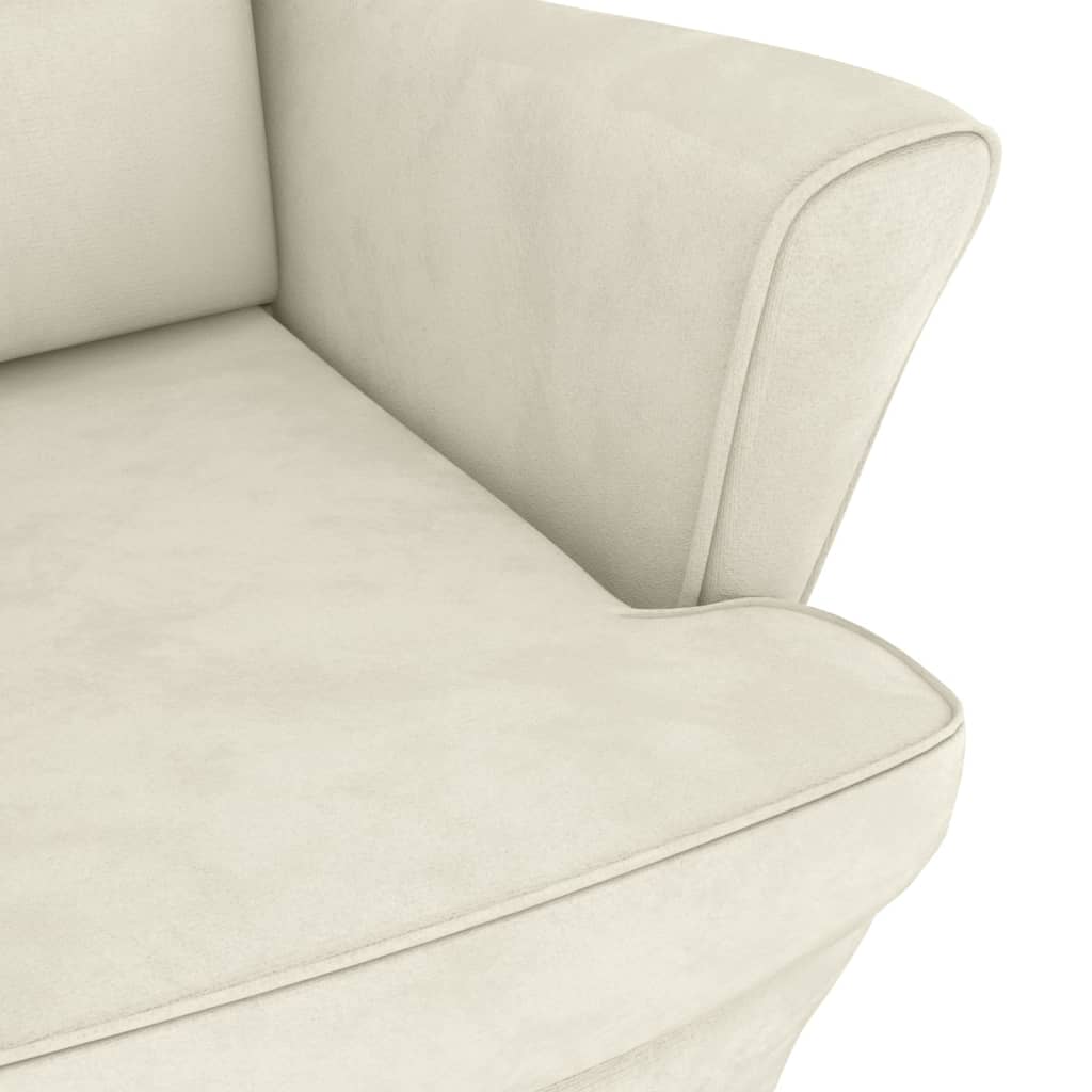 Balansoar cu picioare lemn masiv de hevea, crem, catifea GartenMobel Dekor