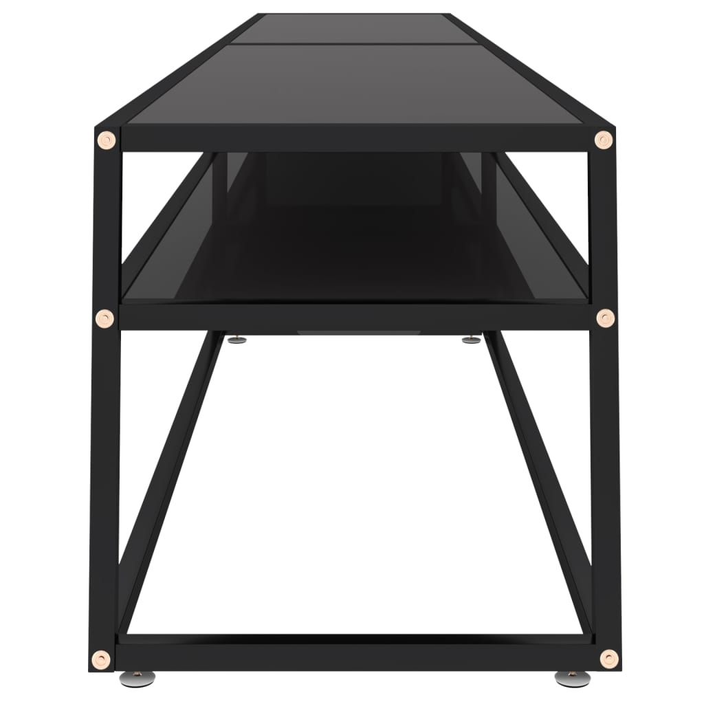 Comodă TV, negru, 220x40x40,5 cm, sticlă securizată GartenMobel Dekor