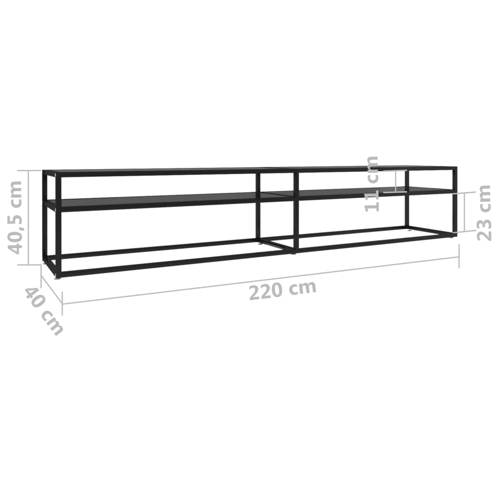 Comodă TV, negru, 220x40x40,5 cm, sticlă securizată GartenMobel Dekor