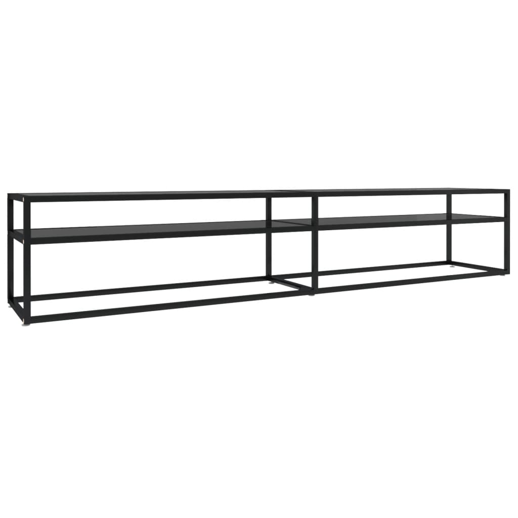 Comodă TV, negru, 220x40x40,5 cm, sticlă securizată GartenMobel Dekor