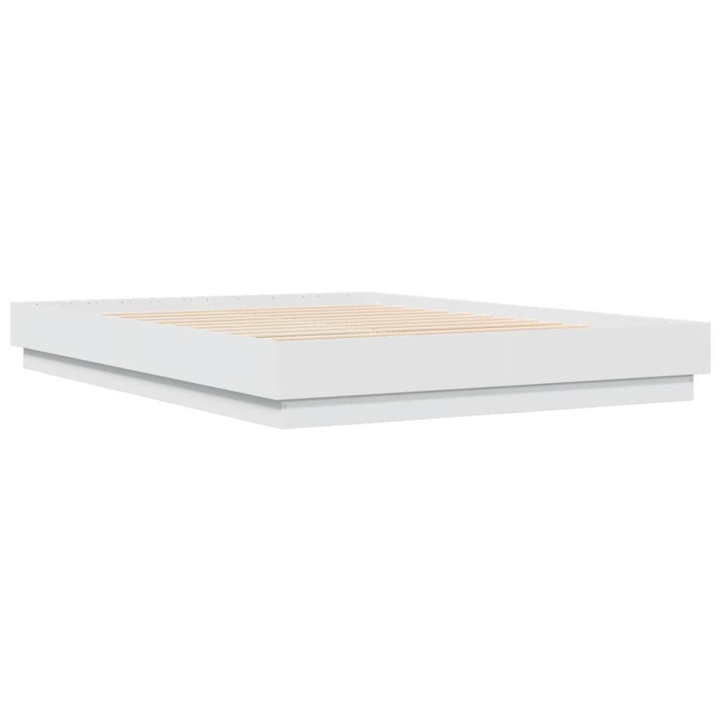 Cadru de pat cu lumini LED, alb, 160x200 cm GartenMobel Dekor