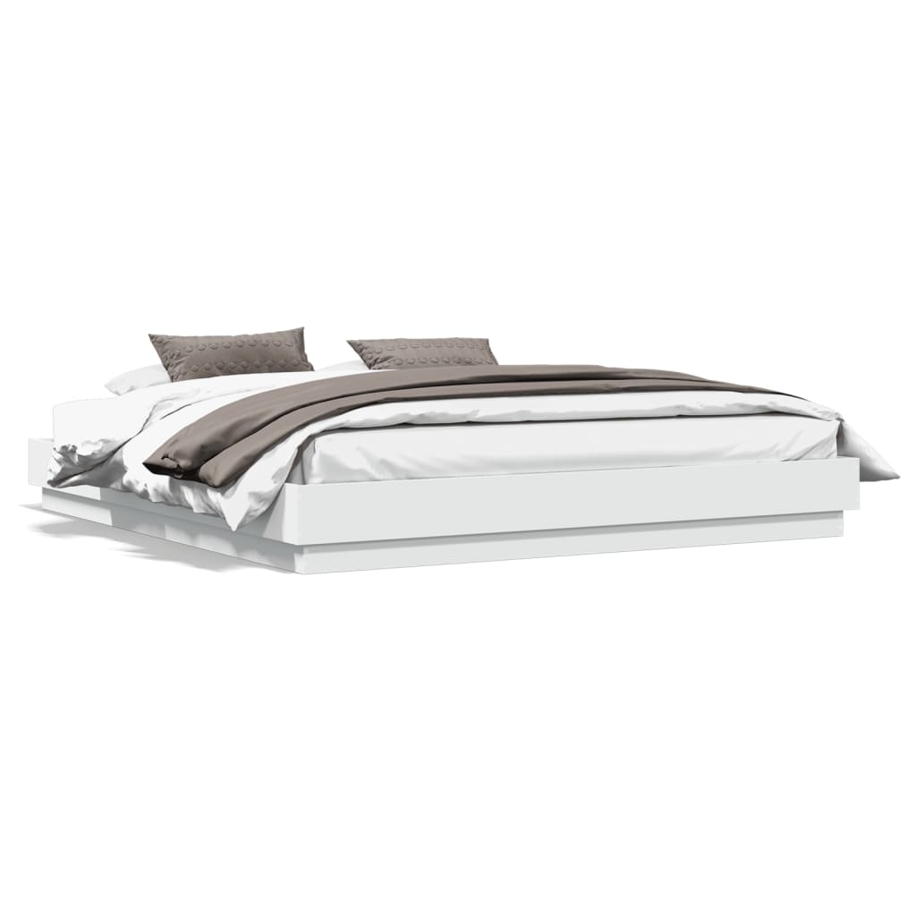 Cadru de pat cu lumini LED, alb, 180x200 cm GartenMobel Dekor