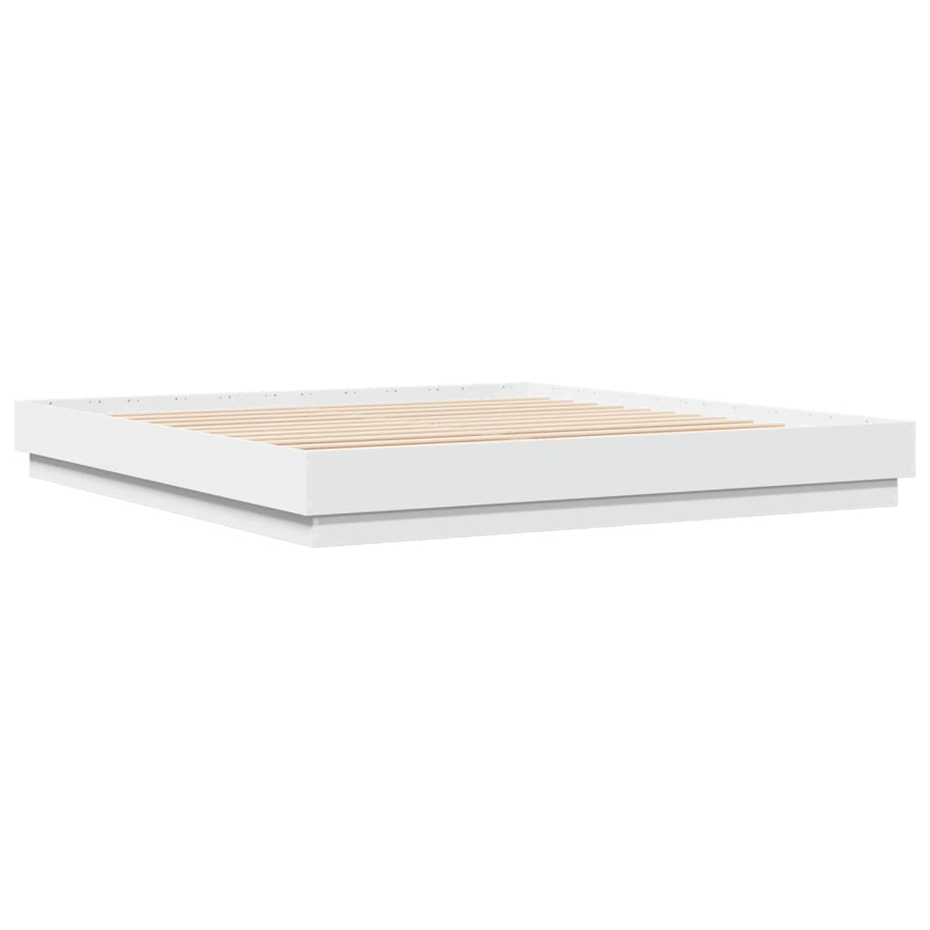 Cadru de pat cu lumini LED, alb, 180x200 cm GartenMobel Dekor