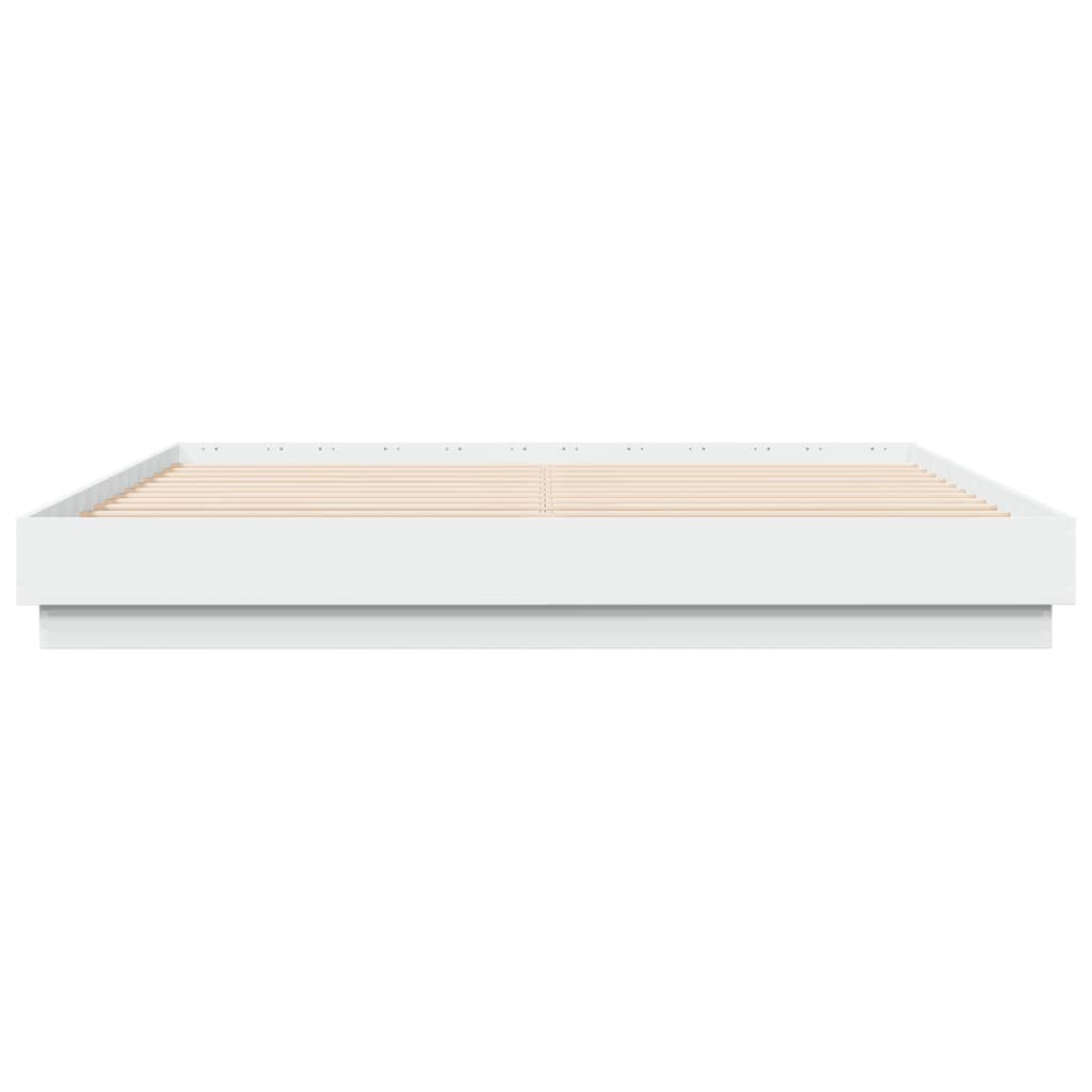 Cadru de pat cu lumini LED, alb, 200x200 cm GartenMobel Dekor