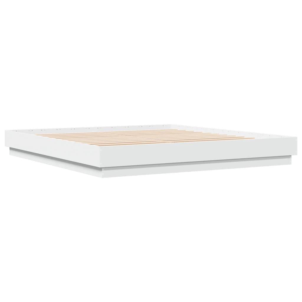 Cadru de pat cu lumini LED, alb, 200x200 cm GartenMobel Dekor