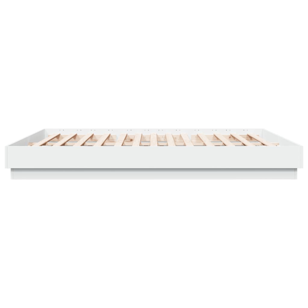 Cadru de pat cu lumini LED, alb, 200x200 cm GartenMobel Dekor