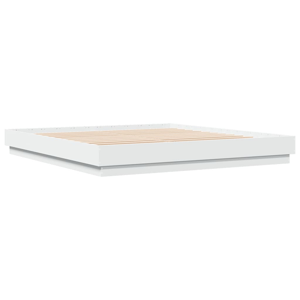 Cadru de pat cu lumini LED, alb, 200x200 cm GartenMobel Dekor