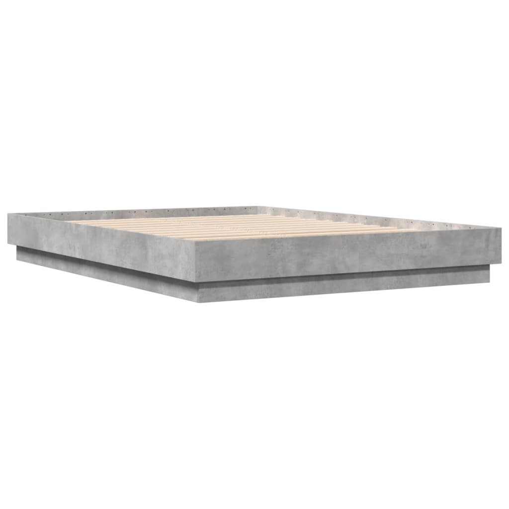 Cadru de pat cu lumini LED, gri beton, 160x200 cm GartenMobel Dekor