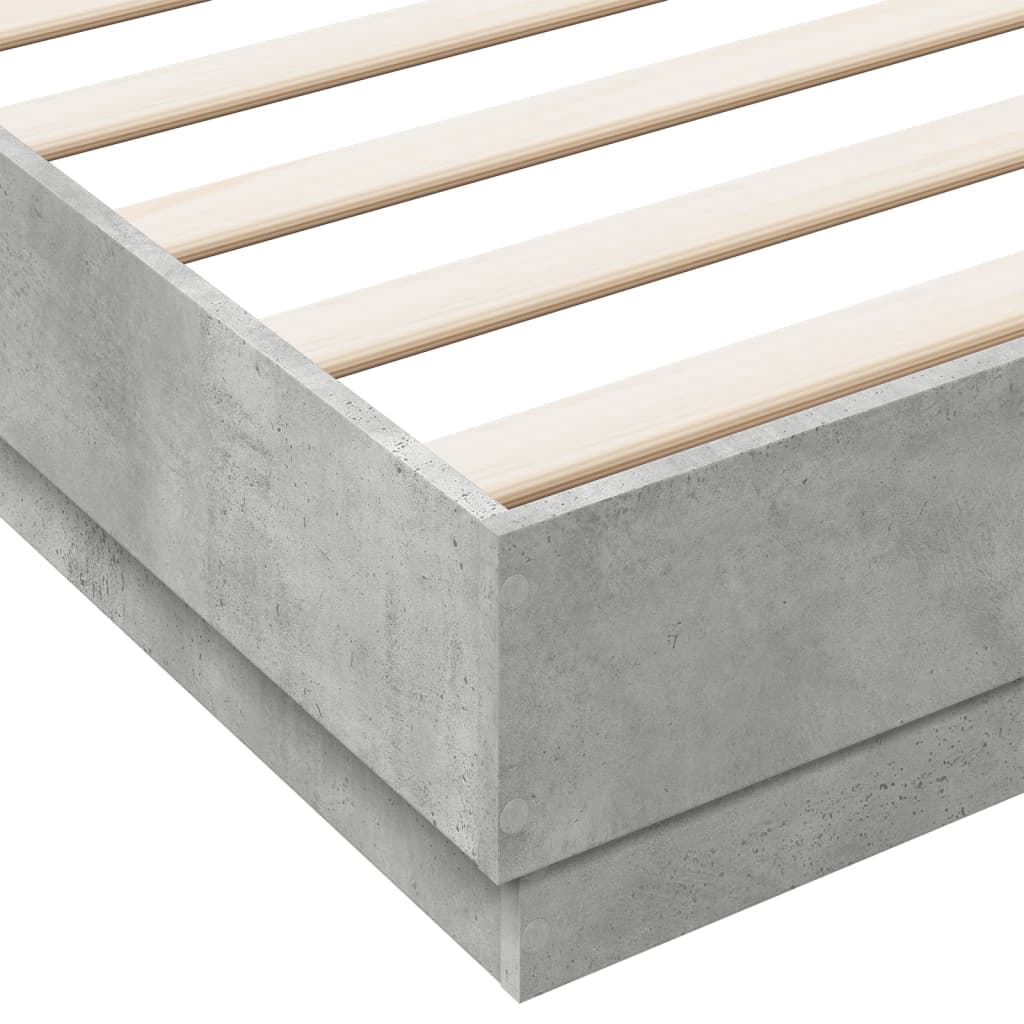 Cadru de pat cu lumini LED, gri beton, 200x200 cm GartenMobel Dekor
