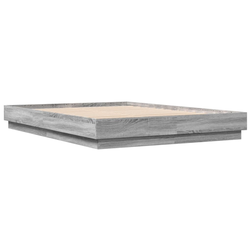 Cadru de pat cu lumini LED, gri sonoma, 160x200 cm GartenMobel Dekor