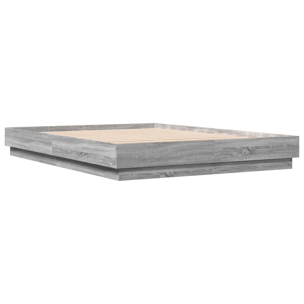 Cadru de pat cu lumini LED, gri sonoma, 160x200 cm GartenMobel Dekor